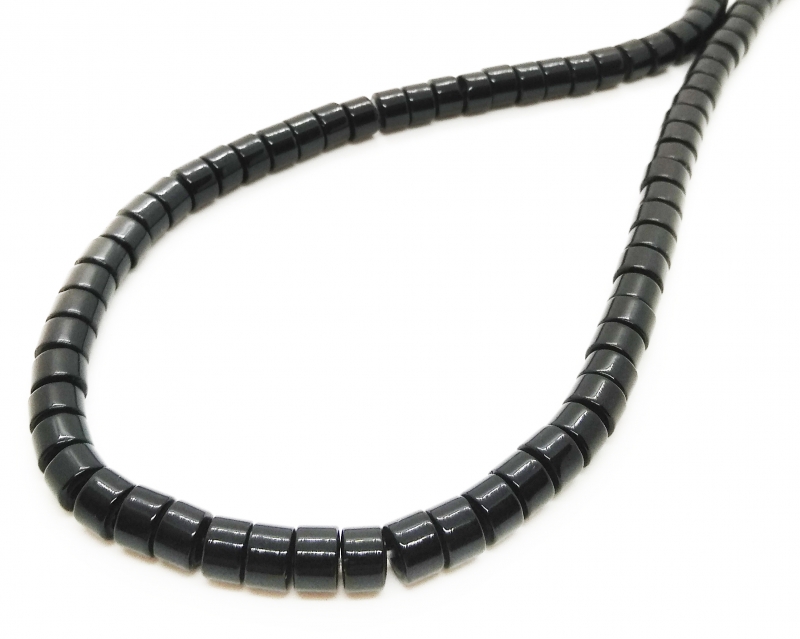 Бусины Агат черный гладкий глянцевый рондель 4,5*2,5мм натуральный камень Черный