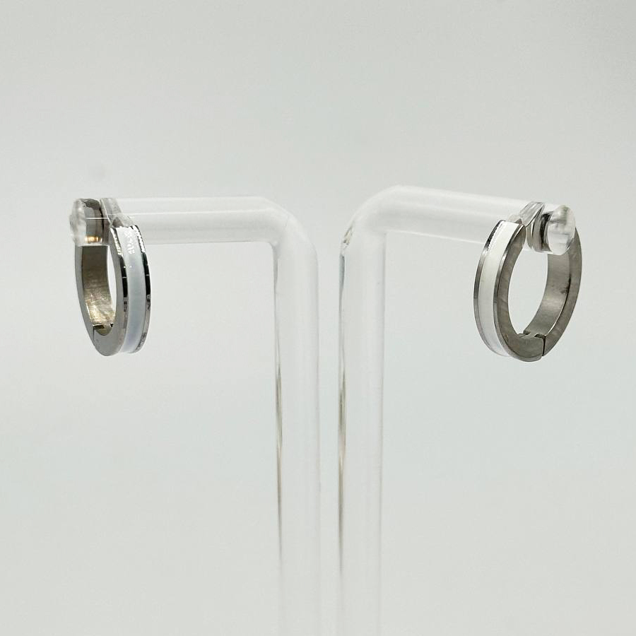 Швензы с белой эмалью размер 16мм*4мм цвет серебро