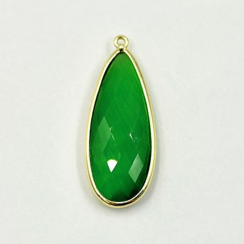 Кулон с кошачим глазом размер 15*37мм цвет золото