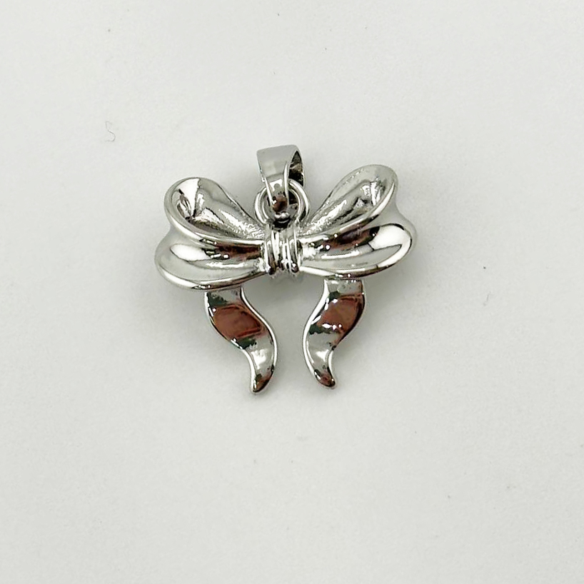 Подвеска Бантик размер 20мм цвет серебро